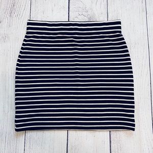 Black and white striped mini skirt